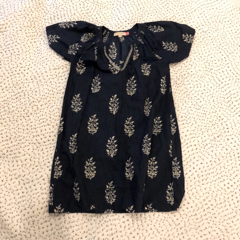 Navy Leaf print Kids Dress